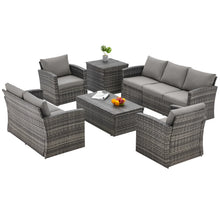 Load image into Gallery viewer, AECOJOY 7 PCS Outdoor Patio Furniture Sets with 2 Storage Boxes, Grey