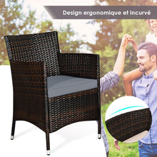 Load image into Gallery viewer, Salon de Jardin 4 PCS Mobilier de Terrasse en Rotin PE pour Véranda Patio Terrasse Piscine Marron et Gris -