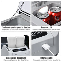 Load image into Gallery viewer, Rfrigrateur Conglateur de Voiture 12L Portable Compresseur -20掳C  +10掳C Ampoules LED 2 Porte-gobelets 23x53x36cm -