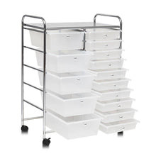 Load image into Gallery viewer, 15 Drawers Rolling Storage Cart Organizer-Clear