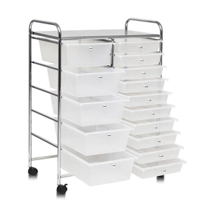 15 Drawers Rolling Storage Cart Organizer-Clear
