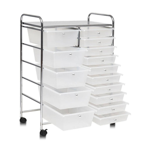 15 Drawers Rolling Storage Cart Organizer-Clear