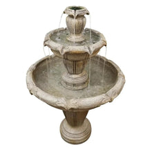 Load image into Gallery viewer, 48�?h Outdoor Floor Water Fountain, 3 - Tiers Concrete Water Fountain with Submersible Electric Pump - Garden Cascading Waterfall for Yard Patio Lawn Home Decor