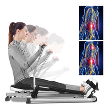 Load image into Gallery viewer, Rameur de Fitness Rsistance Hydraulique Rglable 50kg Affichage LCD Pdale Antidrapante Charge de 100 kg Argent -