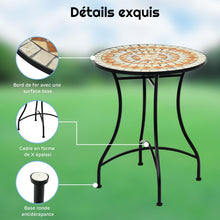 Load image into Gallery viewer, Table de Jardin Style Mosaïque Cadre en Fer et Revêtement Antirouille pour 60 x 60 x 72 CM -