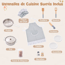 Load image into Gallery viewer, Jeu de Cuisine d'Angle pour Enfants de 3 Ans et Plus en Bois Machine à Glaçons Porte-serviettes Accessoires Effets Sonores et Lumineux -