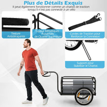 Load image into Gallery viewer, Remorque de Vlo avec Cadre Pliable Charge 55 kg Chariot pour Vlo avec Housse en Tissu Oxford Roues  Air de 40聽cm Rflecteurs Bleu -