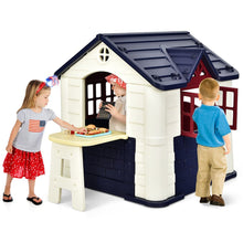 Load image into Gallery viewer, Maison Chef House -Thme Burger Bar - Table de Pique Nique Cabane de Jardin Anti-UV en Plastique 164x124x132 cm Bleu/Rose/Jaune -