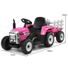 Load image into Gallery viewer, Tracteur Electrique avec Remorque pour Enfants 3 Vitesses Lumières LED Fonctions o USB et Bluetooth Jaune/Rose/Rouge/Vert/Vert Foncé/Noir -