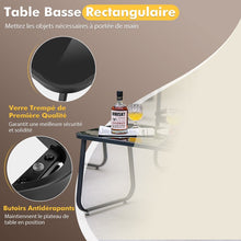Load image into Gallery viewer, Salon de Jardin 4 Pices avec 2 Chaises Table en Verre Tremp et Causeuse Meuble Extrieur en Tissu Respirant Cadre Mtallique Noir -