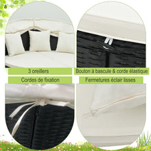 Load image into Gallery viewer, Lit Canap de Jardin Rond en Rotin PE Auvent Rtractable Coussins et Oreillers Amovibles Salon de Jardin Modulable Blanc -