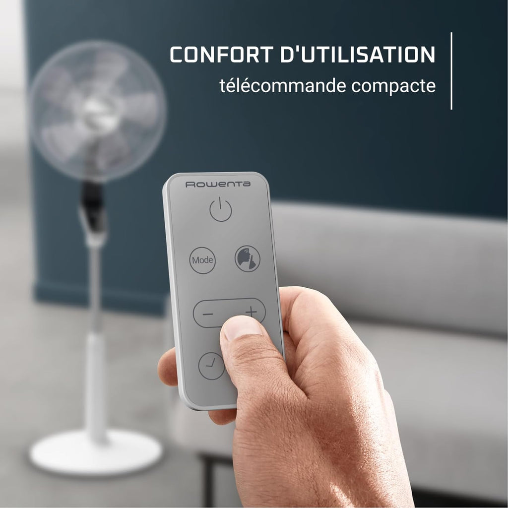Rowenta Turbo Silence Extreme Ventilateur sur pied, Puissant, Silencieux, Écoénergétique, Design, Timer 12h, Télécommande VU5690F0