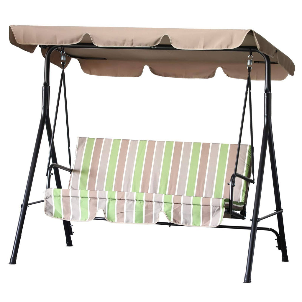 Outsunny Steel Outdoor Porch Swing Lounge Chair 3 Person with Top Canopy