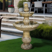 Load image into Gallery viewer, 48�?h Outdoor Floor Water Fountain, 3 - Tiers Concrete Water Fountain with Submersible Electric Pump - Garden Cascading Waterfall for Yard Patio Lawn Home Decor