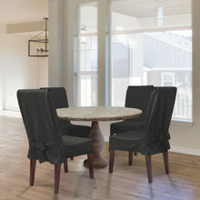Load image into Gallery viewer, SureFit Farmhouse Basketweave Short Dining Chair Slipcover - Charcoal