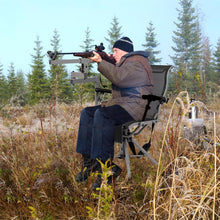Load image into Gallery viewer, 360° Swivel Hunting Chair with Adjustable Equipment Rest &amp; Armrests, Folding All-Terrain Deer Blind Chair for Outdoor Camping, 330LBS Capacity