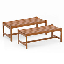 Load image into Gallery viewer, Tangkula Outdoor Wood Bench Backless Set of 1/2 Solid Hardwood Patio Dining Bench(1/2)