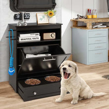 Load image into Gallery viewer, Dog Feeding Station Dog Food Storage Cabinet w/2 Raised Dog Bowls, Pull Out Elevated Dog Bowls for Water &amp; Feeding Supplies, Pet Toy Storage Organizer