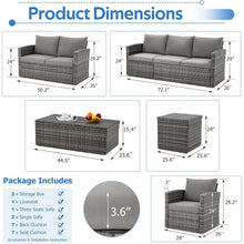Load image into Gallery viewer, AECOJOY 7 PCS Outdoor Patio Furniture Sets with 2 Storage Boxes, Grey