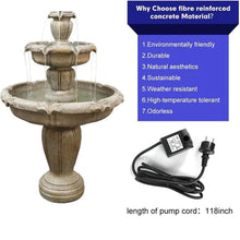 Load image into Gallery viewer, 48�?h Outdoor Floor Water Fountain, 3 - Tiers Concrete Water Fountain with Submersible Electric Pump - Garden Cascading Waterfall for Yard Patio Lawn Home Decor