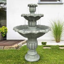 Load image into Gallery viewer, 48�?h Outdoor Floor Water Fountain, 3 - Tiers Concrete Water Fountain with Submersible Electric Pump - Garden Cascading Waterfall for Yard Patio Lawn Home Decor