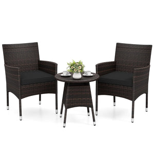 Tangkula 3 Piece Patio Furniture Set | Hand-Woven PE Wicker Conversation Set