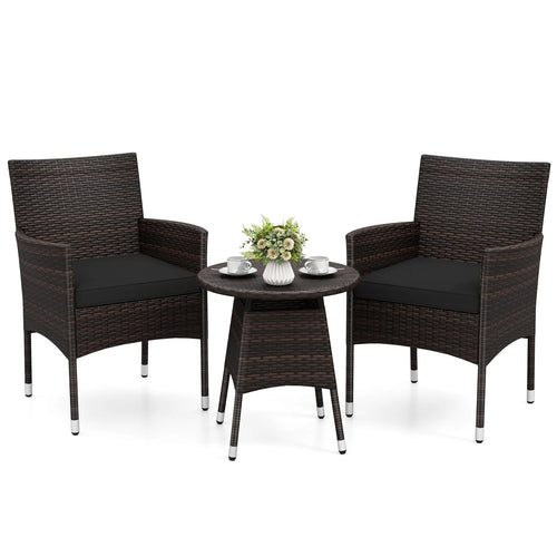 Tangkula 3 Piece Patio Furniture Set | Hand-Woven PE Wicker Conversation Set