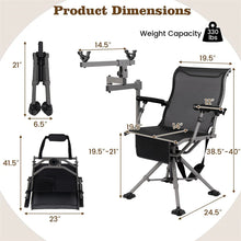 Load image into Gallery viewer, 360° Swivel Hunting Chair with Adjustable Equipment Rest &amp; Armrests, Folding All-Terrain Deer Blind Chair for Outdoor Camping, 330LBS Capacity
