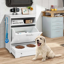 Load image into Gallery viewer, Dog Feeding Station Dog Food Storage Cabinet w/2 Raised Dog Bowls, Pull Out Elevated Dog Bowls for Water &amp; Feeding Supplies, Pet Toy Storage Organizer