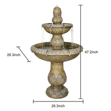 Load image into Gallery viewer, 48�?h Outdoor Floor Water Fountain, 3 - Tiers Concrete Water Fountain with Submersible Electric Pump - Garden Cascading Waterfall for Yard Patio Lawn Home Decor