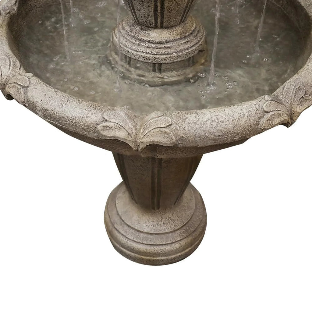 48�?h Outdoor Floor Water Fountain, 3 - Tiers Concrete Water Fountain with Submersible Electric Pump - Garden Cascading Waterfall for Yard Patio Lawn Home Decor