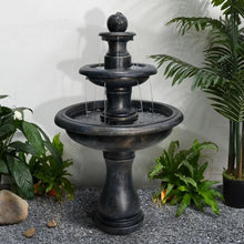 Load image into Gallery viewer, 48�?h Outdoor Floor Water Fountain, 3 - Tiers Concrete Water Fountain with Submersible Electric Pump - Garden Cascading Waterfall for Yard Patio Lawn Home Decor
